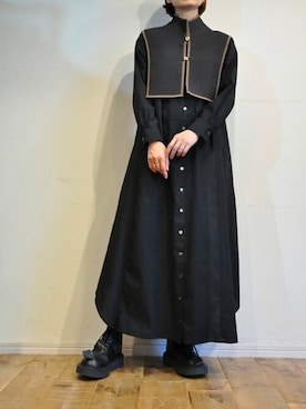 「アイテム（シャツワンピース、ブラック系）」を使った、chaosbohemiaさん（レディース・165cm）の秋コーディネート