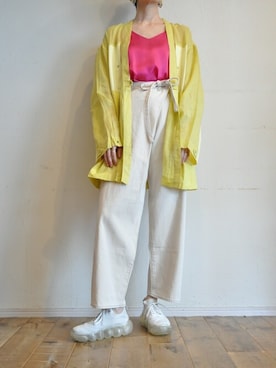 「オーバーシャツ」｜「アイテム（ジャケット/アウター）」を使った、chaosbohemiaさん（レディース・165cm）の春コーディネート
