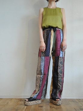 「パッチワークパンツ」｜chaosbohemiaさん（レディース・165cm）の夏コーディネート
