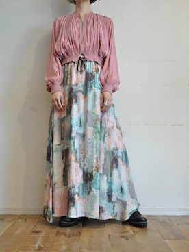「マキシスカート」｜「アイテム（ブルゾン）」を使った、chaosbohemiaさん（レディース・165cm）の夏コーディネート