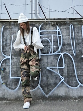 「ニットキャップ」｜「アイテム（オールインワン・サロペット）」を使った、chaosbohemiaさん（レディース・165cm）の秋コーディネート