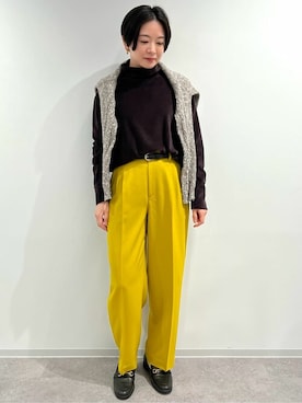 「ベロア」｜「アイテム（ローファー）」を使った、yukoさん（レディース・156cm）の冬コーディネート