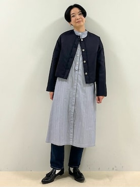 「シャツワンピ」｜「アイテム（ブルゾン）」を使った、yukoさん（レディース・156cm）の冬コーディネート