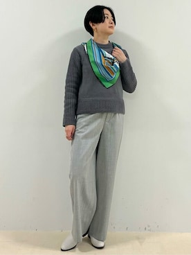 「ワントーンコーデ」｜「アイテム（財布/小物）」を使った、yukoさん（レディース・156cm）の冬コーディネート