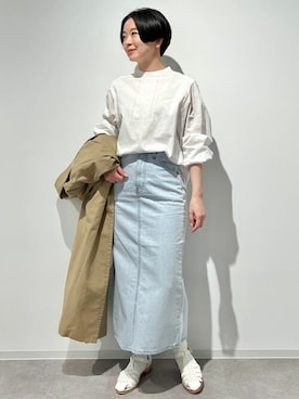 「Lee（リー）のアイテム（デニムスカート）」を使った、yukoさん（レディース・156cm）の春コーディネート