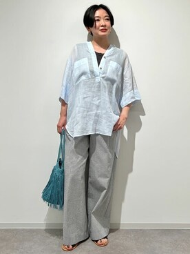 「アイテム（タンクトップ、グレー系）」を使った、yukoさん（レディース・156cm）の春コーディネート