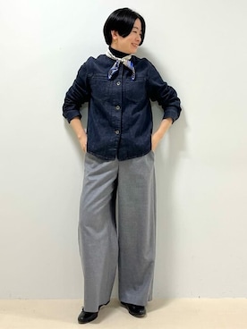 「ノーカラージャケット」｜「アイテム（財布/小物）」を使った、yukoさん（レディース・156cm）の秋コーディネート