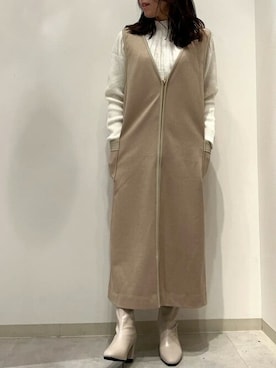 「Bou Jeloud（ブージュルード）のアイテム（ジャンパースカート）」を使った、Bou Jeloudさん（レディース・153cm）の冬コーディネート