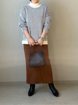 「Bou Jeloud（ブージュルード）のアイテム（スカート）」を使った、Bou Jeloudさん（レディース・162cm）の冬コーディネート