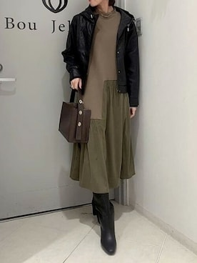 「Bou Jeloud（ブージュルード）のアイテム（ブルゾン）」を使った、Bou Jeloudさん（レディース・164cm）の冬コーディネート