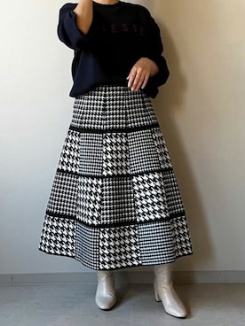「Bou Jeloud（ブージュルード）のアイテム（スカート）」を使った、Bou Jeloudさん（レディース・157cm）の冬コーディネート