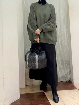 「158cmコーデ」｜「アイテム（ブーツ）」を使った、Bou Jeloudさん（レディース・158cm）の冬コーディネート
