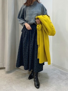 「Bou Jeloud（ブージュルード）のアイテム（スカート）」を使った、Bou Jeloudさん（レディース・157cm）の冬コーディネート