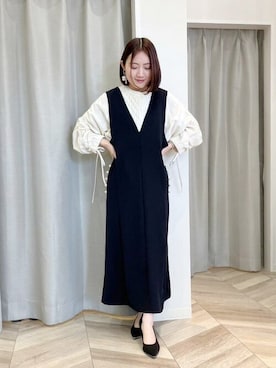 「Bou Jeloud（ブージュルード）のアイテム（ジャンパースカート）」を使った、Bou Jeloudさん（レディース・148cm）の春コーディネート