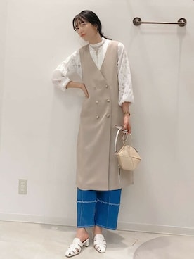 「ジレ」｜「アイテム（ブルゾン）」を使った、Bou Jeloudさん（レディース・173cm）の春コーディネート