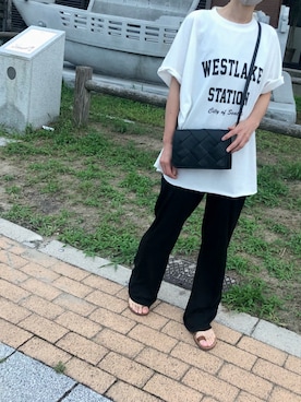 「海」｜「アイテム（スウェットパンツ）」を使った、yuka🔸さん（レディース・156cm）の夏コーディネート