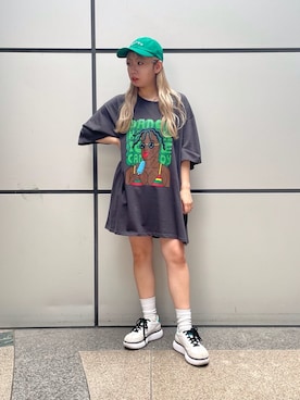 「PUNYUS（プニュズ）のアイテム（帽子）」を使った、PUNYUS  さん（レディース・154cm）の夏コーディネート