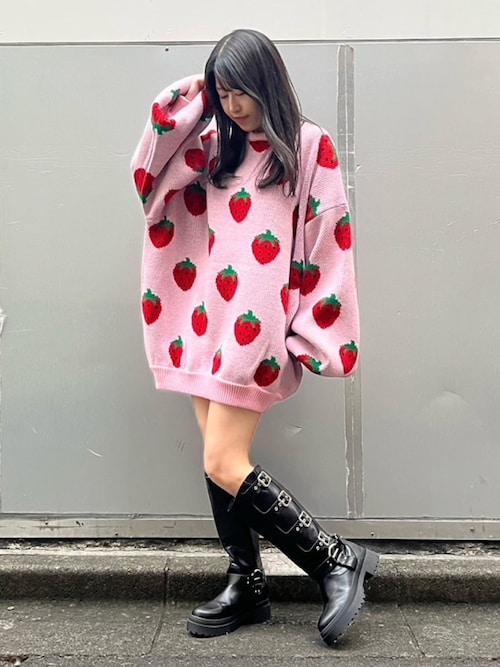 フード総柄ニット(おにぎり・パン・レモン・アボカド・ニンジン