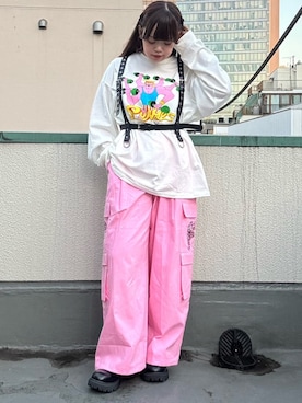 「アイテム（カーゴパンツ）」を使った、PUNYUS  さん（レディース・159cm）の冬コーディネート