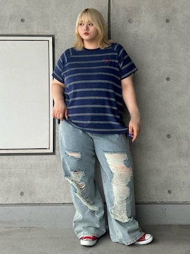 「ボーダーTシャツ」｜PUNYUS  さん（レディース・163cm）の秋コーディネート