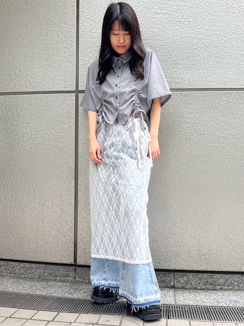 ブラウス シャツ ドロスト クロップド シャツ レディース Limue ブラウス シャツ ドロストクロップドシャツ レディース