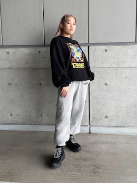 「158cm」｜「アイテム（スウェット）」を使った、PUNYUS  さん（レディース・158cm）の冬コーディネート