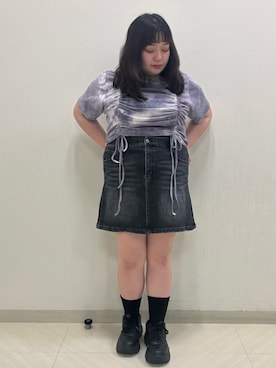 「アイテム（デニムスカート）」を使った、PUNYUS  さん（レディース・158cm）の夏コーディネート
