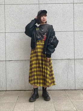 「PUNYUS（プニュズ）のアイテム（MA-1）」を使った、PUNYUS  さん（レディース・155cm）の冬コーディネート