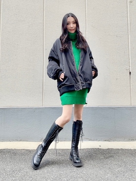 「PUNYUS（プニュズ）のアイテム（MA-1）」を使った、PUNYUS  さん（レディース・153cm）の冬コーディネート