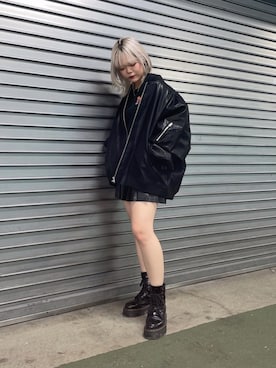 「PUNYUS（プニュズ）のアイテム（MA-1）」を使った、PUNYUS  さん（レディース・158cm）の秋コーディネート