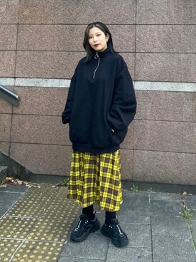 「原宿」｜「アイテム（スウェット）」を使った、PUNYUS  さん（レディース・157cm）の冬コーディネート