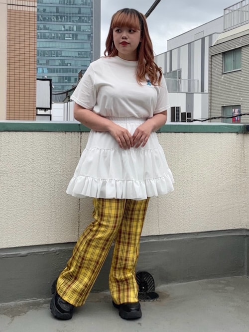 PUNYUS❤️センタープレスチェックフレアパンツ❤️グリーン セール】センタープレスチェックフレアパンツ（その他パンツ