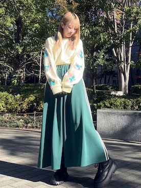 「アイテム（スカート、グリーン系）」を使った、PUNYUS  さん（レディース・152cm）の冬コーディネート