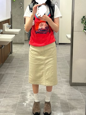 「アイテム（キャミソール、レッド系）」を使った、eさん（レディース・153cm）の秋コーディネート