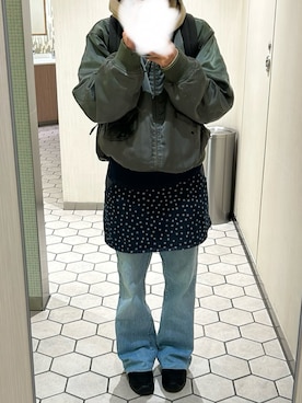 「アイテム（MA-1）」を使った、eさん（レディース・153cm）の冬コーディネート