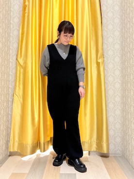 「Green　Parks（グリーンパークス）のアイテム（オールインワン・サロペット）」を使った、oioiさん（レディース・153cm）の冬コーディネート