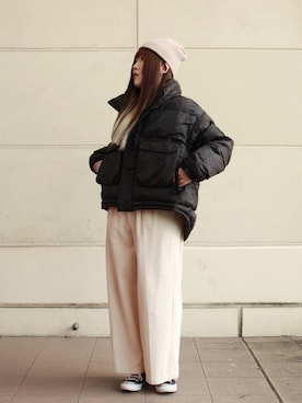 「schott（ショット）のSchott/ショット/MASSIVE POCKET REVERSIBLE JACKET/マッシブ ポケット リバーシブル  ジャケット（ブルゾン）」を使った、Miyuさん（レディース・160cm）の秋コーディネート