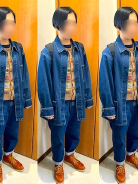 「アイテム（デニムジャケット）」を使った、あきさんさん（レディース・154cm）の秋コーディネート
