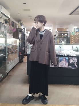 「アイテム（その他アウター）」を使った、takamiさん（レディース・159cm）の秋コーディネート