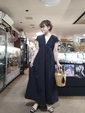 「AMERICAN HOLIC（アメリカンホリック）のアイテム（ワンピース/ドレス、ブラック系）」を使った、takamiさん（レディース・159cm）の夏コーディネート