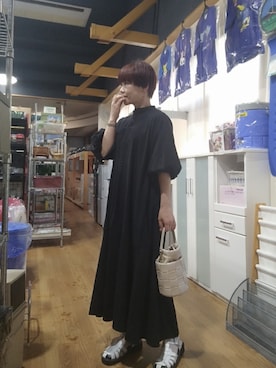 「袖ボリューム」｜「アイテム（ワンピース/ドレス）」を使った、takamiさん（レディース・159cm）の夏コーディネート
