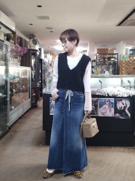 「アイテム（ベスト）」を使った、takamiさん（レディース・159cm）の秋コーディネート