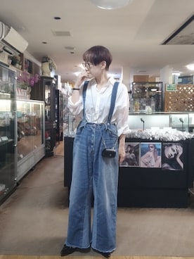 「アイテム（サロペット/オーバーオール）」を使った、takamiさん（レディース・159cm）の秋コーディネート