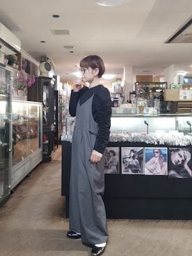 「AMERICAN HOLIC（アメリカンホリック）のイージーケアキャミサロペット（サロペット/オーバーオール、グレー系）」を使った、takamiさん（レディース・159cm）の春コーディネート