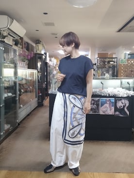 「アイテム（バンダナ/スカーフ）」を使った、takamiさん（レディース・159cm）の秋コーディネート