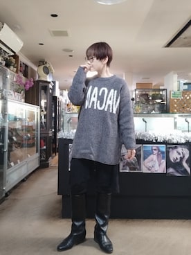 「アイテム（チュニック）」を使った、takamiさん（レディース・159cm）の冬コーディネート