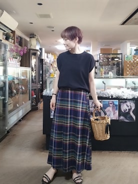 「AMERICAN HOLIC（アメリカンホリック）のアイテム（スカート）」を使った、takamiさん（レディース・159cm）の夏コーディネート