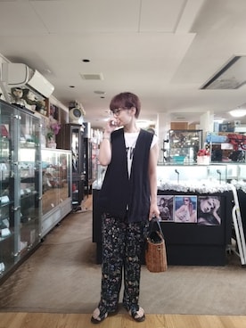 「みんなの白Tフェス」｜「アイテム（ベスト）」を使った、takamiさん（レディース・159cm）の夏コーディネート