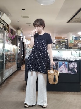 「DISCOAT（ディスコート）のアイテム（キャミソール、ブラック系）」を使った、takamiさん（レディース・159cm）の夏コーディネート