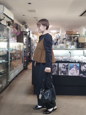 「AMERICAN HOLIC（アメリカンホリック）のアイテム（トップス、ブラウン系）」を使った、takamiさん（レディース・159cm）の春コーディネート